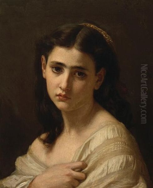 Thoughts Far Away Oil Painting by Hugues Merle