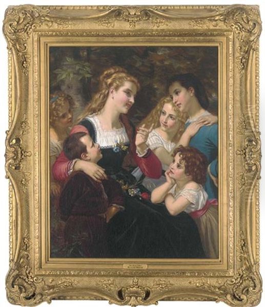 The Story Teller Oil Painting by Hugues Merle