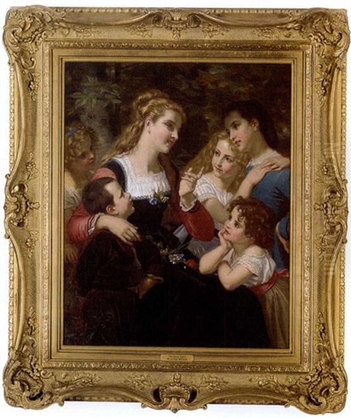 The Story Teller Oil Painting by Hugues Merle