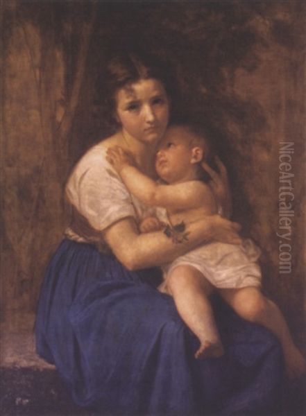 Frere Et Soeur Oil Painting by Hugues Merle