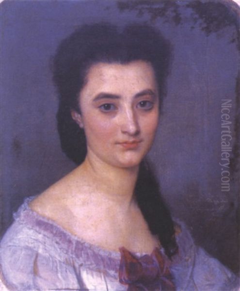 Portrait De Marie Bessieres Oil Painting by Hugues Merle