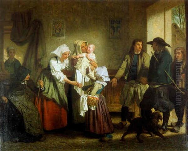 The Grandparents' Visit Oil Painting by Hugues Merle