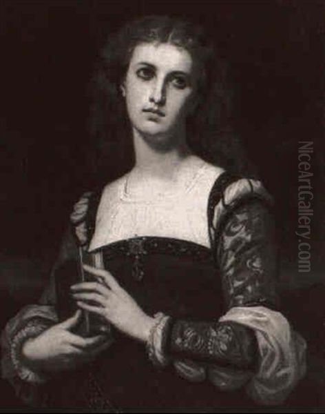 Jeune Vemme Pensive Oil Painting by Hugues Merle