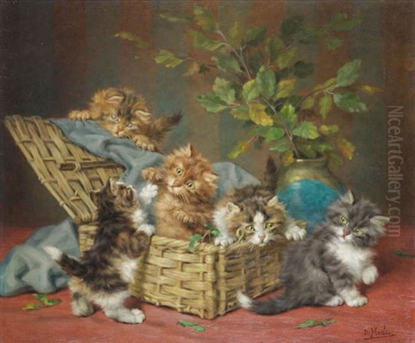 Chatons Jouants Oil Painting by Daniel Merlin