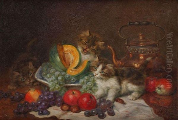 Chatons A La Coupe De Fruits Oil Painting by Daniel Merlin