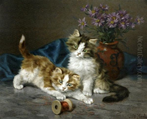 Les Deux Chatons Oil Painting by Daniel Merlin