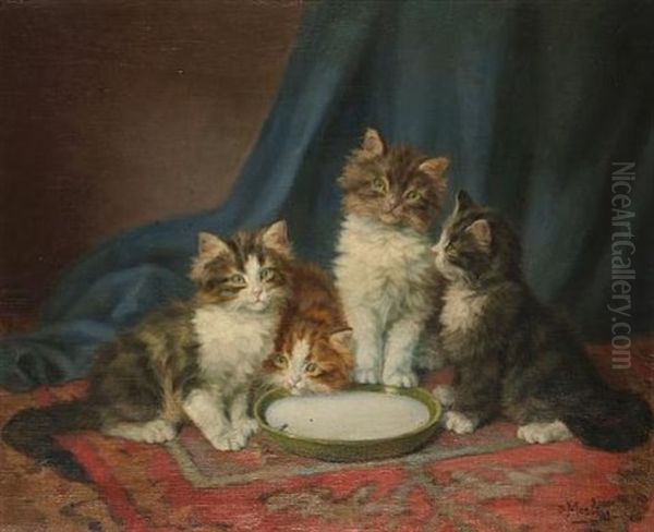 Cats Oil Painting by Daniel Merlin