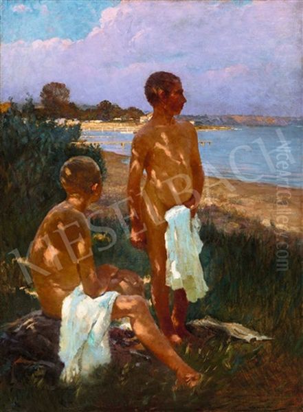 By The Water Oil Painting by Istvan Meroe