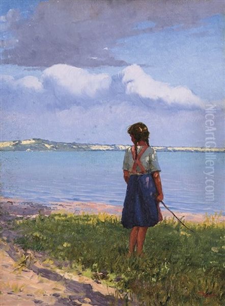 Wondering By The Shore Oil Painting by Istvan Meroe