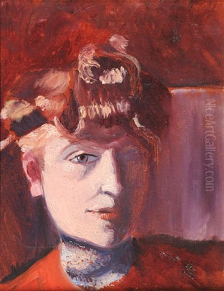 Portrait De Marie Demay Oil Painting by Alexis Merodack-Jeaneau