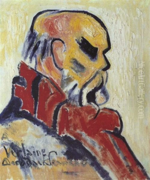 A Verlaine (portrait De Verlaine) Oil Painting by Alexis Merodack-Jeaneau