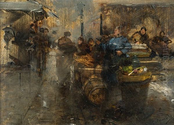 Market Scene Oil Painting by Karl Von Merode