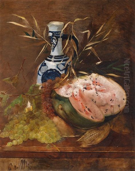 Fruchtestillleben Mit Melone Oil Painting by Karl Von Merode