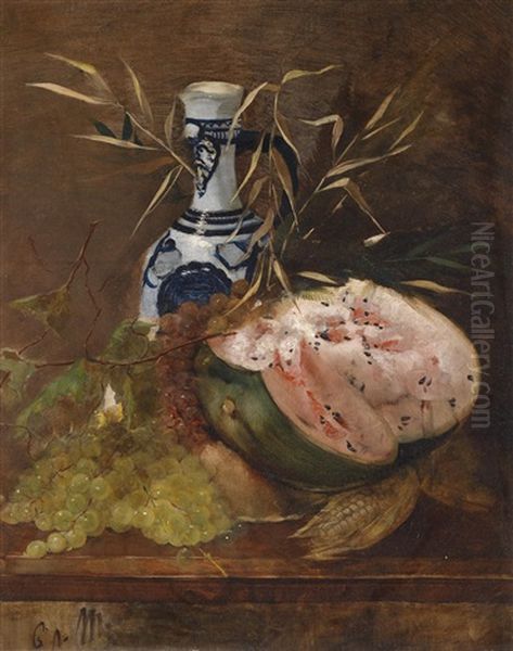 Fruchtestillleben Mit Melone Oil Painting by Karl Von Merode