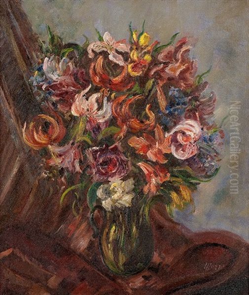 Stilleben Mit Lilien Oil Painting by Johanna H. Merre