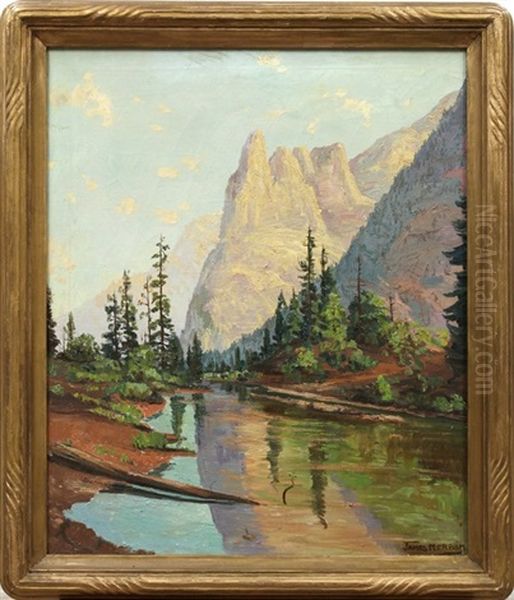 Castle Rock, Yosemite Oil Painting by James Arthur Merriam