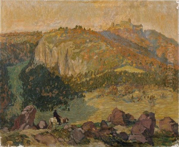 Blick Auf Die Wartburg Oil Painting by Otto Wilhelm Merseburg