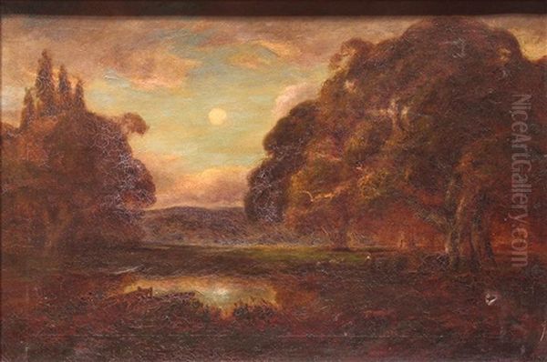 California Golden Sunset Oil Painting by Jules R. Mersfelder