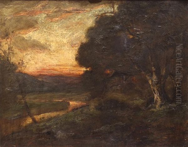 Twilight Landscape Oil Painting by Jules R. Mersfelder