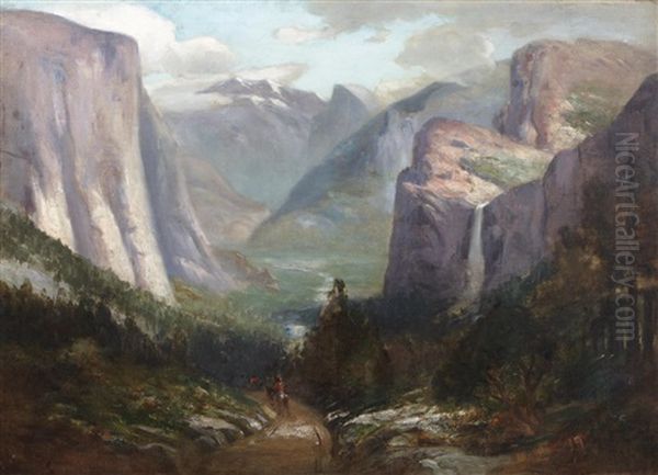 Yosemite Valley From Near Inspiration Point Oil Painting by Jules R. Mersfelder