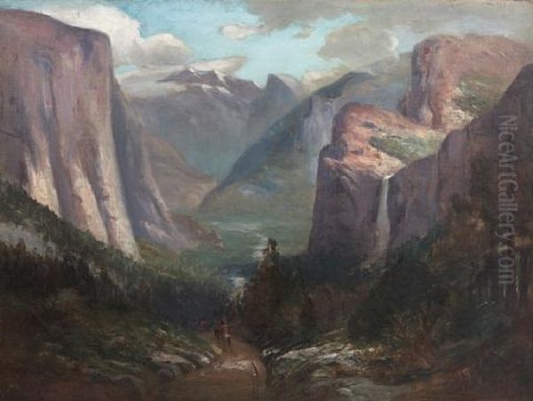 Yosemite Valley From Near Inspiration Point Oil Painting by Jules R. Mersfelder