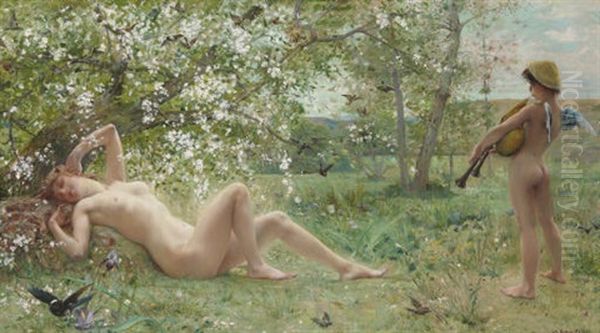 Spring Awakening Oil Painting by Luc-Olivier Merson