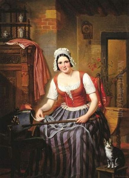 Het Kantwerk Oil Painting by Auguste Joseph Marie De Mersseman