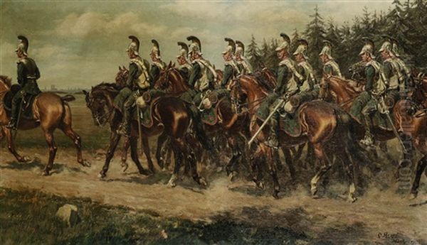 Kavallerie Vor Munchen Oil Painting by Oscar Merte