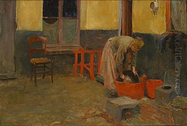 De Kleine Wasvrouw Oil Painting by Charles Mertens