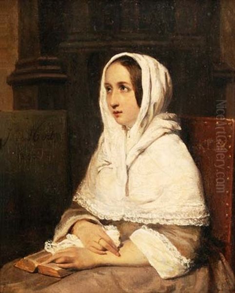 Junge Frau Bei Der Andacht Oil Painting by Johann Cornelius Mertz