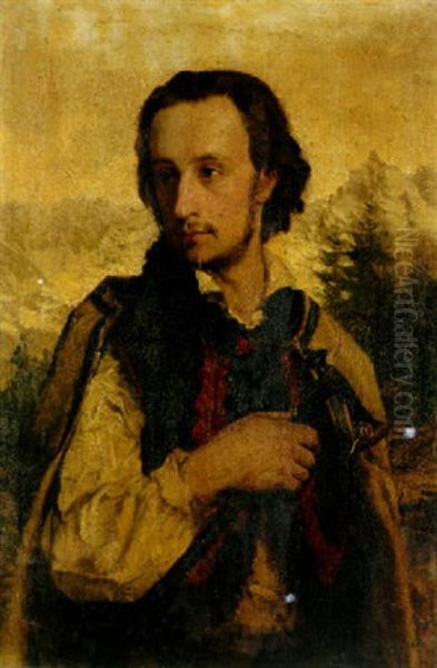 A Portrait Of Ralph Modjeski Dressed As A Polish Mountaineer Oil Painting by Pawel Merwart