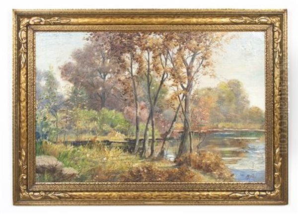 Autumn Landscape Oil Painting by Antoinette DeForest Merwin