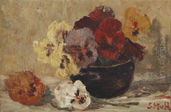 Violets In A Pot Oil Painting by Sientje Mesdag Van Houten