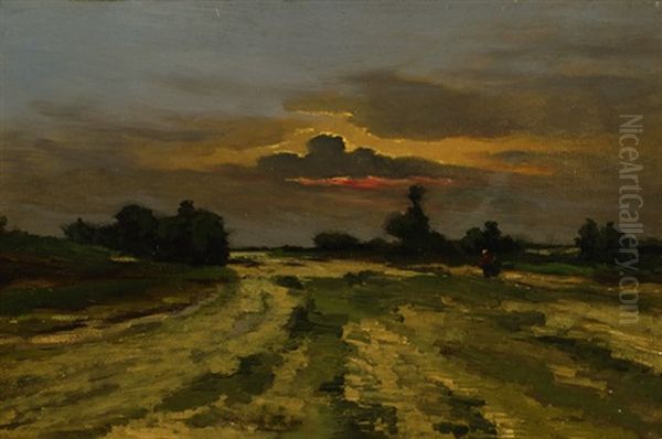 Sunset Over The Heather Oil Painting by Sientje Mesdag Van Houten