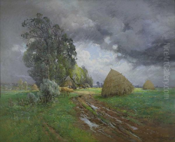 Sommerlandschaft Bei Gewitterstimmung Oil Painting by Paulin Bertrand