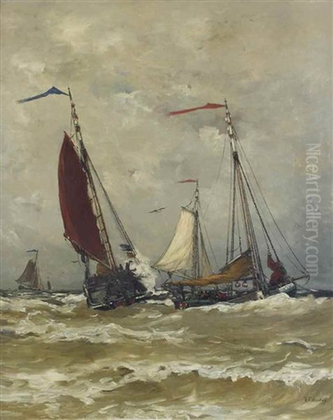 Forte Brise Oil Painting by Hendrik Willem Mesdag