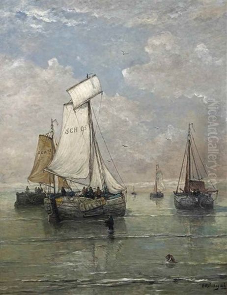 Pret A Partir Pour La Peche (matin) Oil Painting by Hendrik Willem Mesdag