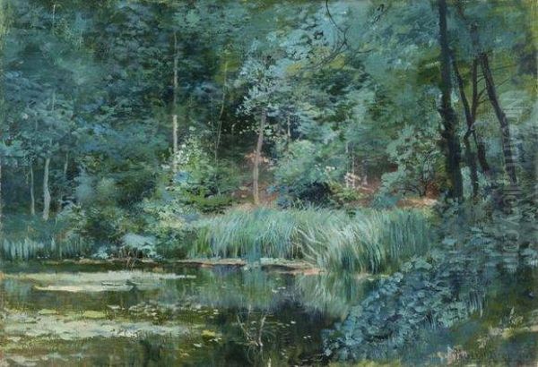 Etang Dans La Foret Oil Painting by Paulin Bertrand