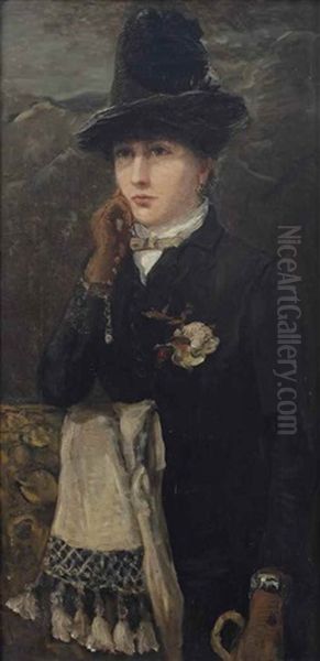 A Portrait Of Catharina Johanna Van Houten In Amazone Attire Oil Painting by Hendrik Willem Mesdag