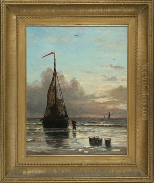 Return Of The Fishing Fleet At Sunset Oil Painting by Hendrik Willem Mesdag