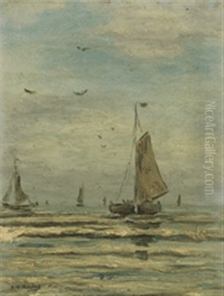 Seestuck Oil Painting by Hendrik Willem Mesdag