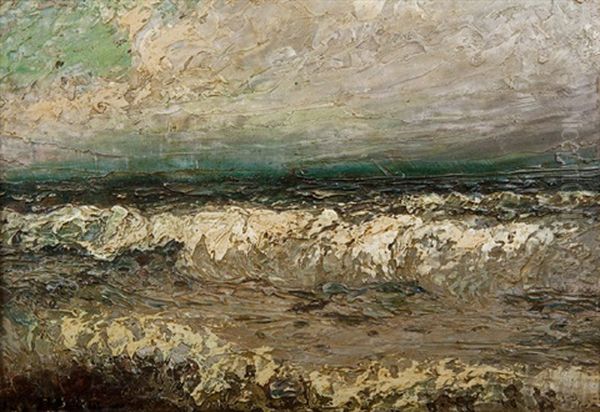 Mer Agitee Oil Painting by Hendrik Willem Mesdag