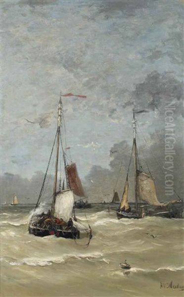 Uitzeilende Scheveningse Vloot Oil Painting by Hendrik Willem Mesdag