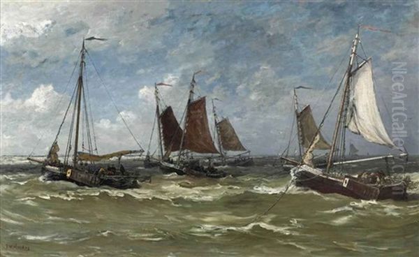 Un Jour De Novembre, Scheveningue Oil Painting by Hendrik Willem Mesdag