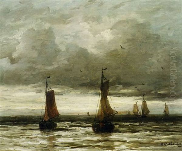 Sunset At Scheveningen by Hendrik Willem Mesdag