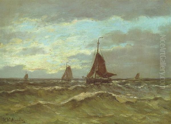 In Choppy Sea Oil Painting by Hendrik Willem Mesdag