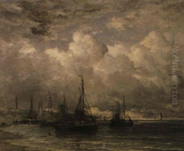 Fischerboote Oil Painting by Hendrik Willem Mesdag