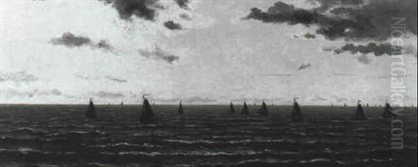 Vissersscheepjes Op Zee Oil Painting by Hendrik Willem Mesdag