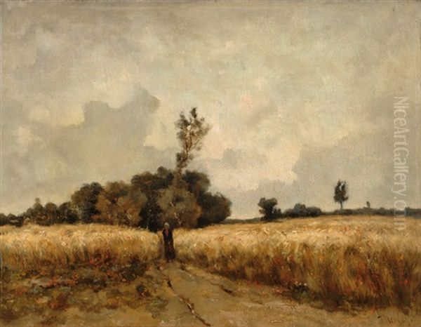 Wheat Fields In Drenthe Oil Painting by Taco Mesdag