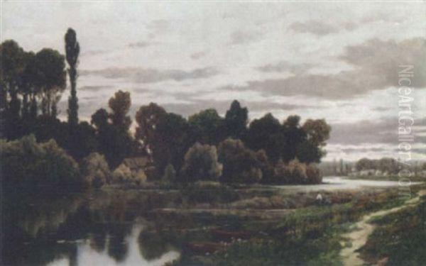 Bord De La Riviere Oil Painting by Claude Francois Auguste Mesgrigny